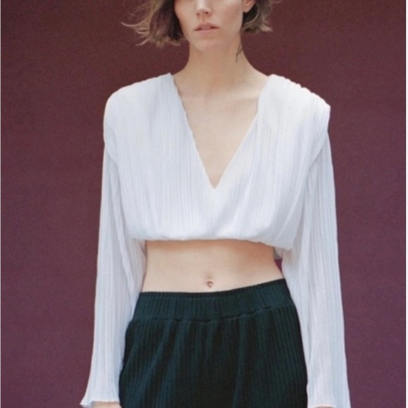 Zara White Pleated Blouse - Picture 3 of 6
